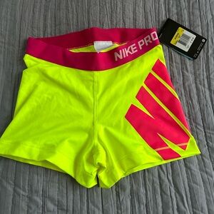 Nike Pro Dri-Fit Women's Shorts Neon Size Small *NEW WITH TAGS NEVER WORN